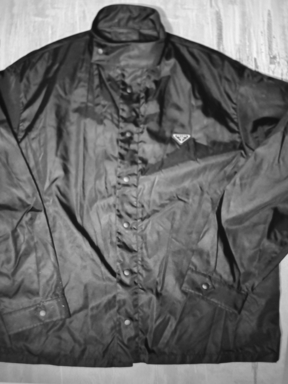 Prada Black Windbreaker Jacket with Logo Triangle Patch